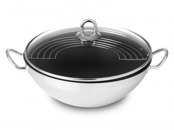 Non-stick wok with handles wit
